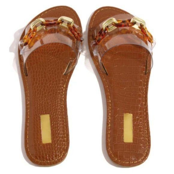 Single Strap Slides in Clear/Tortoise - Picture 4 of 6